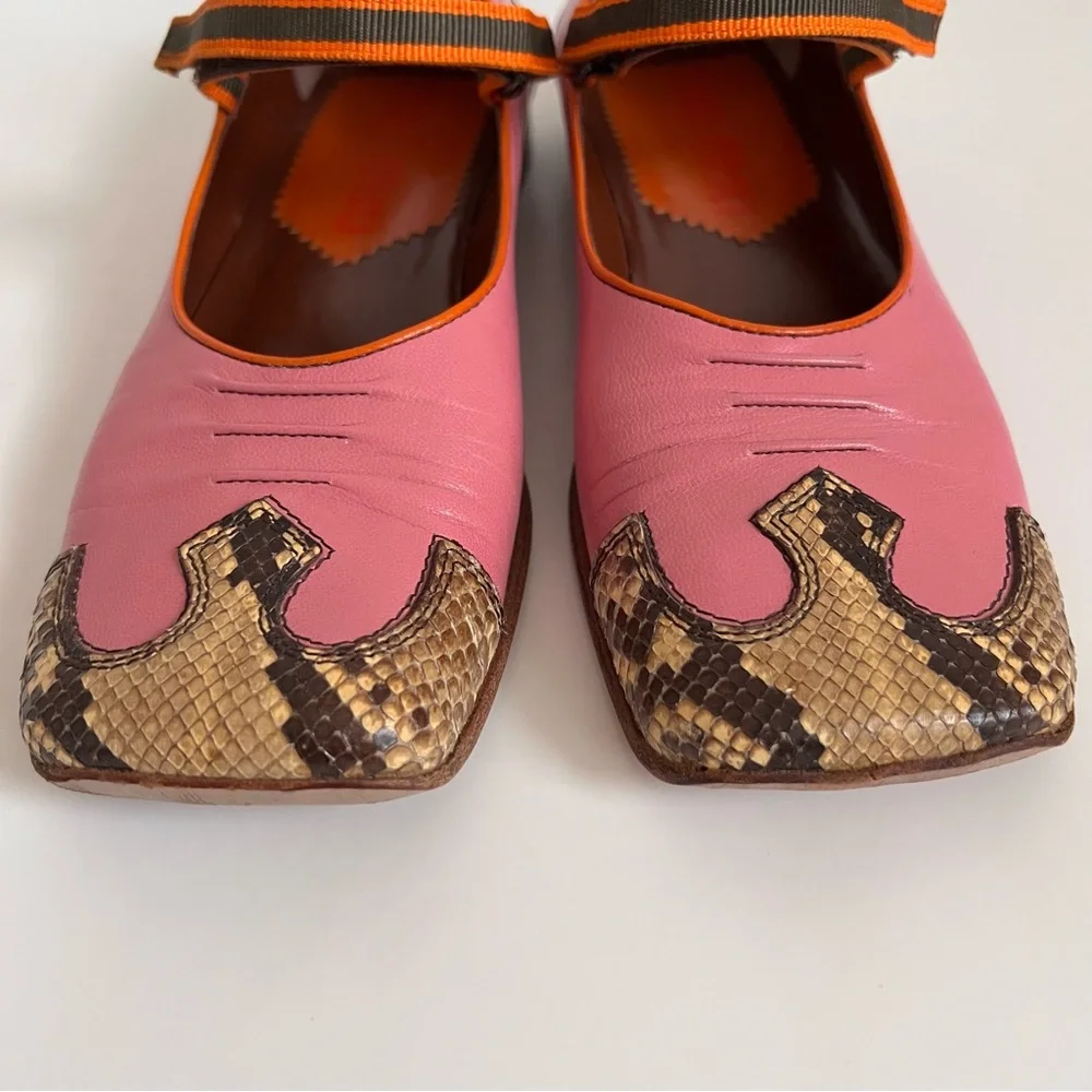 Rare Miu Miu  Vintage Flat Shoes SS1999 Y2K Pink with Snake Accents - EU 36.5 - Picture 3 of 14